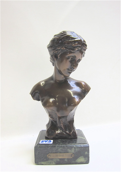 Appraisal: BRONZE BUST Buste de Jeune Fille after Charles Octave Levy