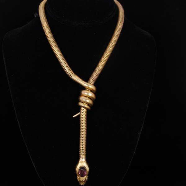 Appraisal: Victorian Gold Filled on Brass Coiling Serpent Snake Slide Necklace