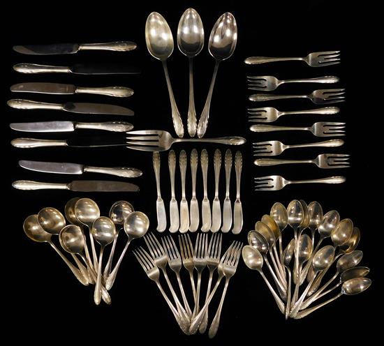 Appraisal: SILVER Sterling flatware by Gorham Lyric pattern sixty-one pieces three