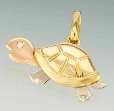 Appraisal: A Tri Color Gold Turtle Pendant k yellow white and