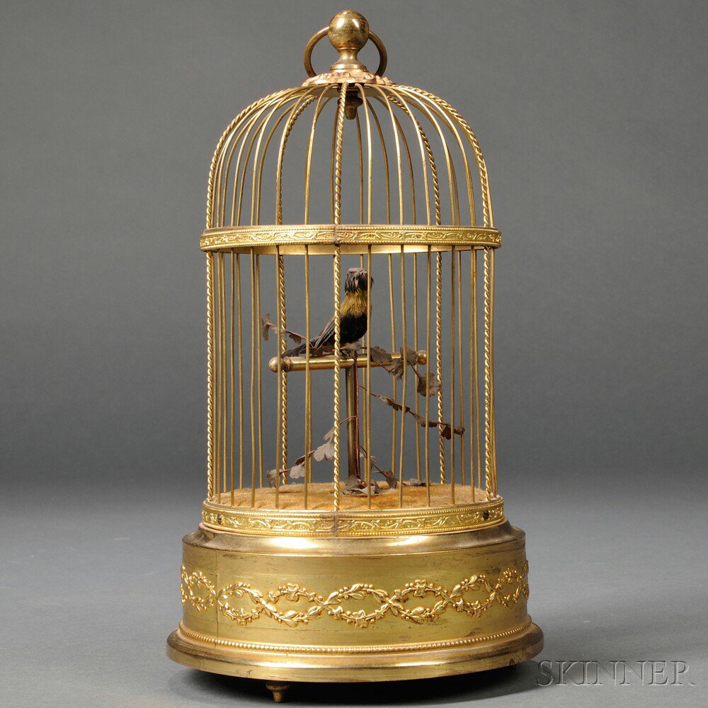 Appraisal: Singing Bird Automaton probably France c the brass case with