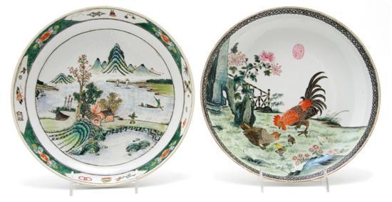 Appraisal: A Group of Two Republic Period Chargers one with landscape