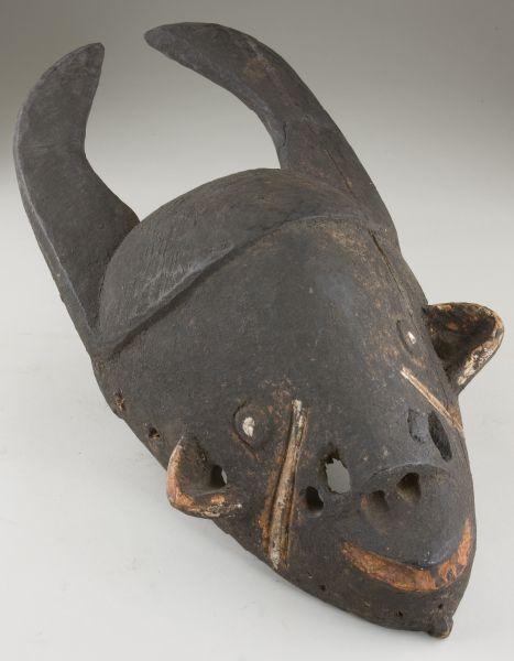 Appraisal: African Water Buffalo Ceremonial Mask carved and painted wood Left