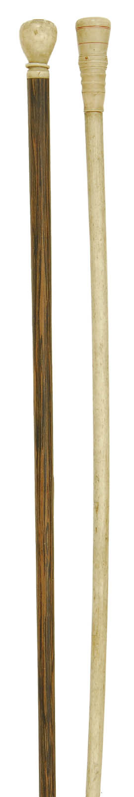 Appraisal: TWO CANES th CenturyRosewood cane with turned whale ivory handle