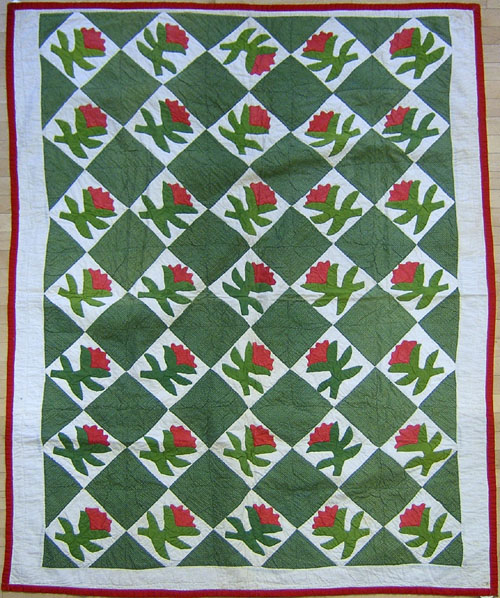 Appraisal: Applique rose pattern quilt late th c x