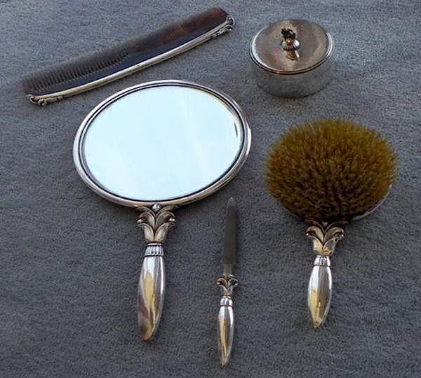 Appraisal: Georg Jensen sterling dresser set Georg Jensen sterling dresser set