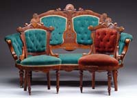 Appraisal: THREE PIECE VICTORIAN PARLOR SET Set consists of a double