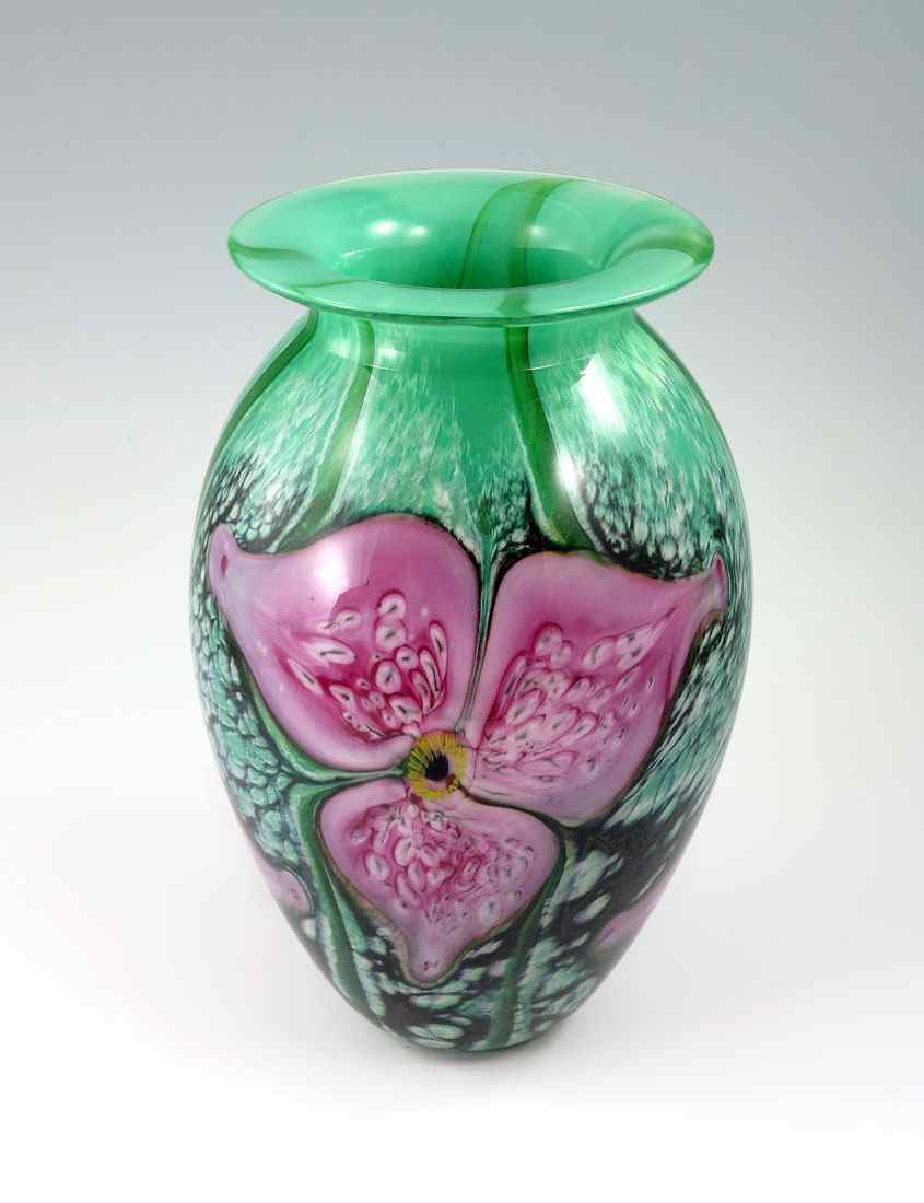 Appraisal: EICKHOLT GLASS CO BLOWN ART GLASS VASE Signed and dated