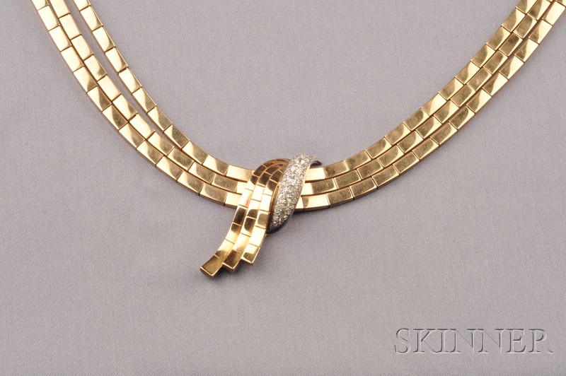 Appraisal: Retro kt Rose Gold and Diamond Necklace France designed as