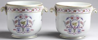 Appraisal: Pair of Richard Ginori Rapallo Cache Pots Hand-painted with pink