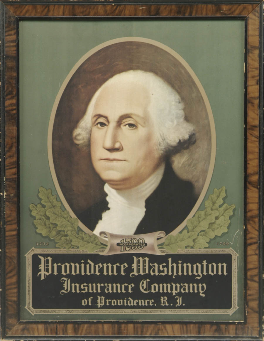 Appraisal: PROVIDENCE WASHINGTON INSURANCE CO TIN SIGN Oval portrait of George