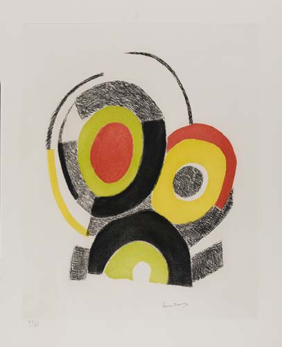 Appraisal: SONIA DELAUNAY Composition with Circles and Semicircles Color etching and