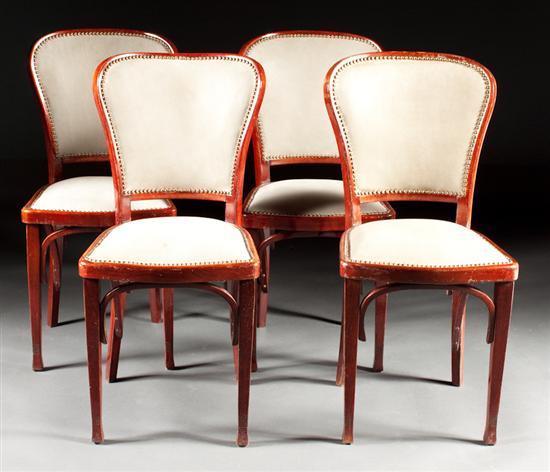 Appraisal: Set of four Vienna Secession style bent beechwood upholstered side