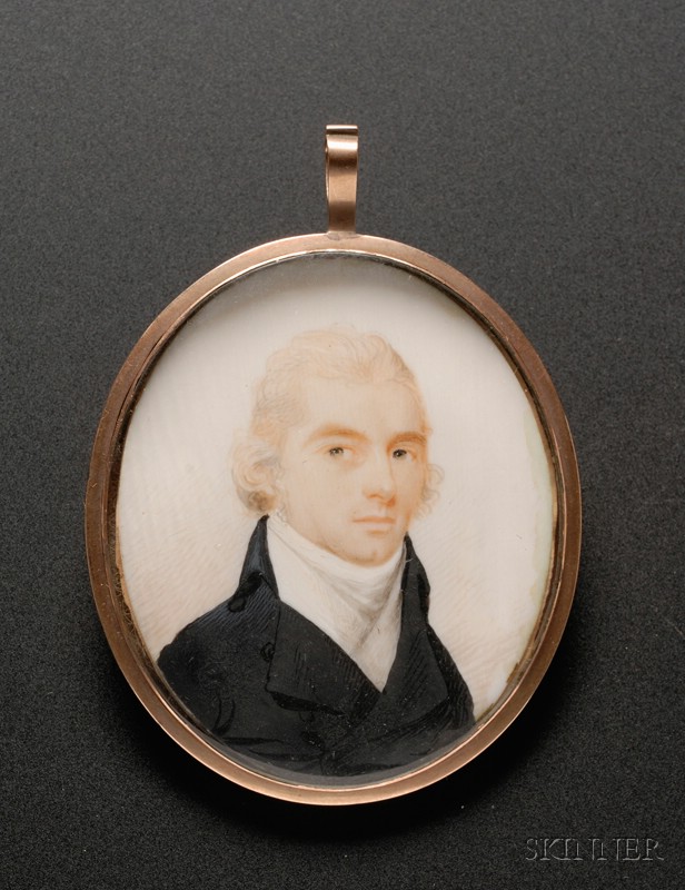 Appraisal: Portrait Miniature of a Blond-Haired Gentleman Wearing a Black Coat