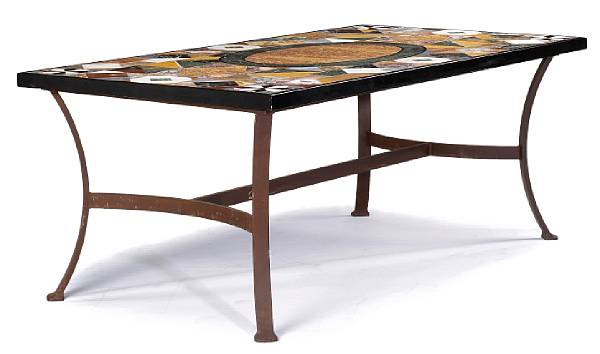 Appraisal: An Italian Baroque style pietra dura marble and iron table