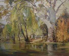 Appraisal: Robert Johnson - On the River oil on canvas on