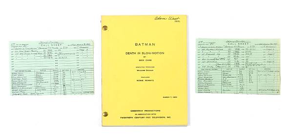 Appraisal: An Adam West owned and used script from Batman ABC