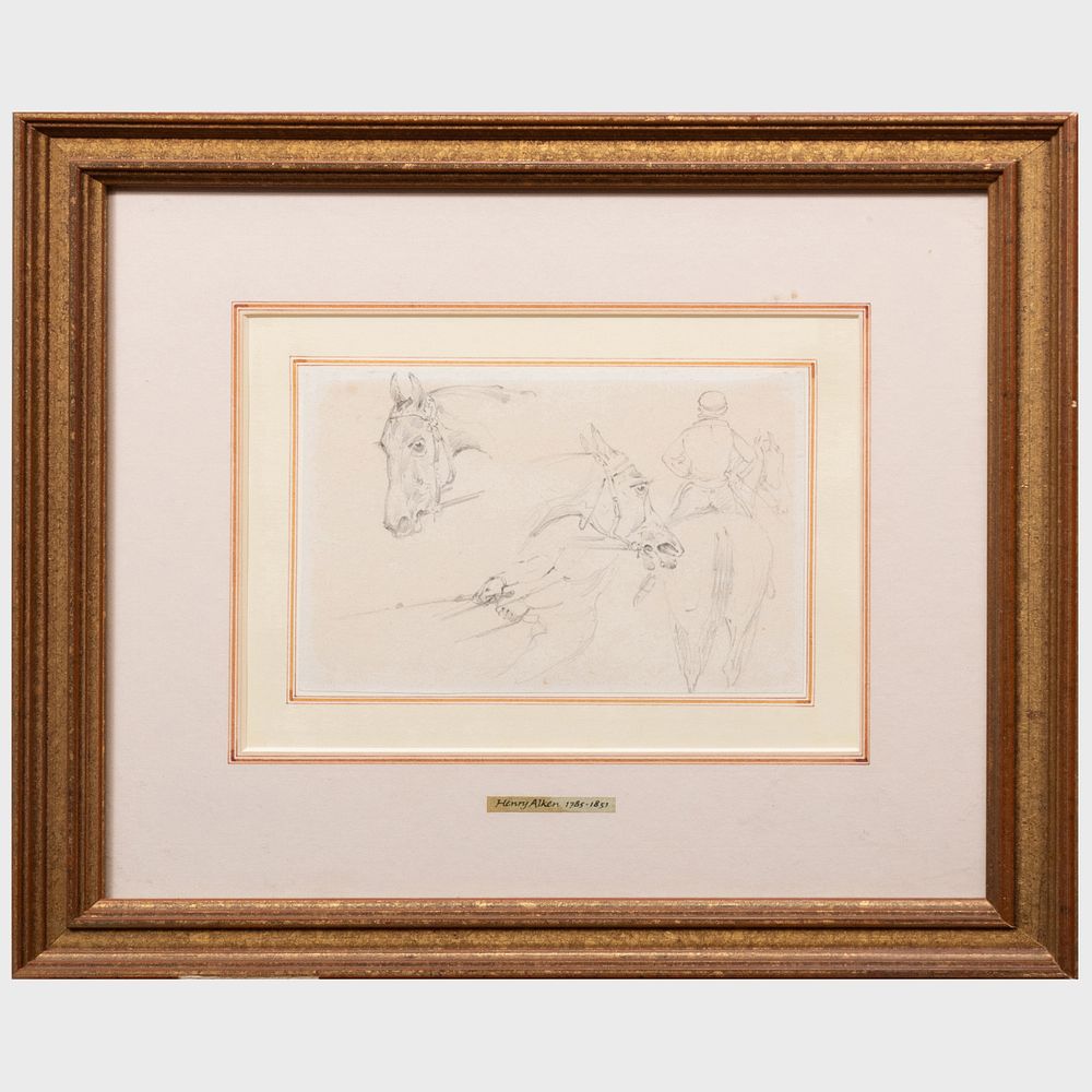 Appraisal: Henry Alken - Equestrian Studies Pencil on paper mounted on