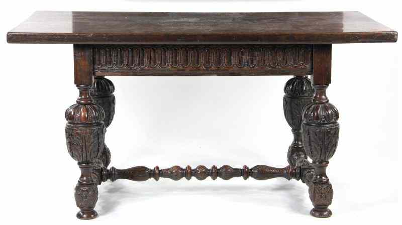 Appraisal: English Jacobean Style Library Tableearly th century oak rectangular one