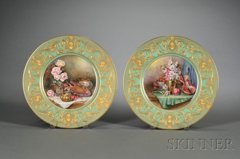 Appraisal: Pair of Royal Worcester Porcelain Service Plates England c each