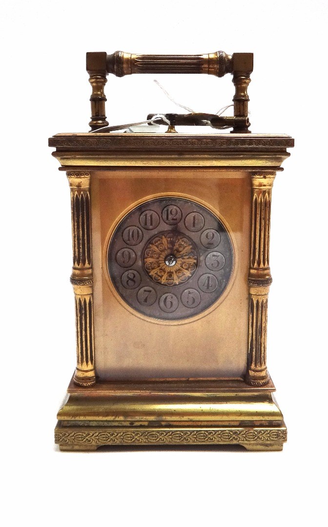 Appraisal: A French gilt brass cased carriage clock early th century