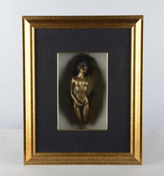 Appraisal: Bronze Nude Statue Shadow Box Display This professionally framed piece