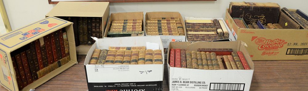 Appraisal: Eight Boxes of Leather Bound Books to include several Charles