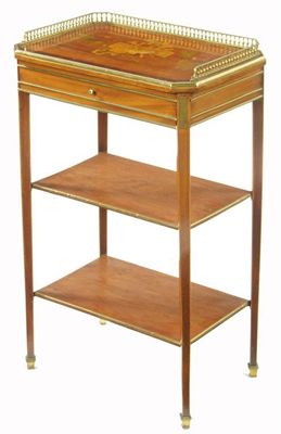 Appraisal: A late th century mahogany three tier etagere with gilt