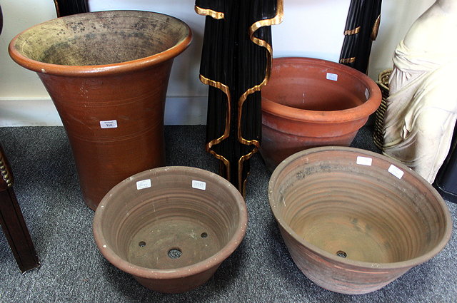 Appraisal: A SALT GLAZED GARDEN PLANTER with flaring rim stamped 'Ebrington