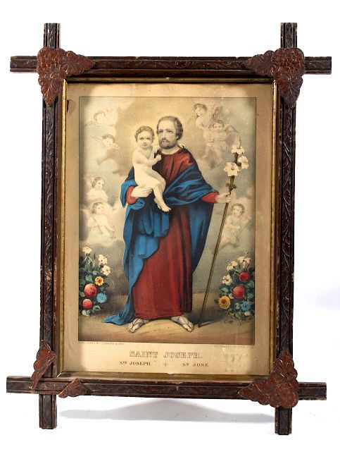 Appraisal: Currier Ives Saint Joseph Print c Late 's Featured in