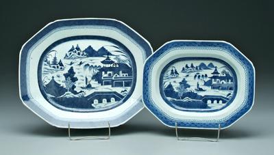 Appraisal: Two Canton shallow bowls harbor scenes boats pagodas rain and