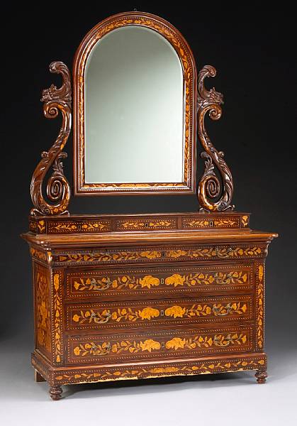 Appraisal: A Dutch Baroque style marquetry and walnut dresser th century