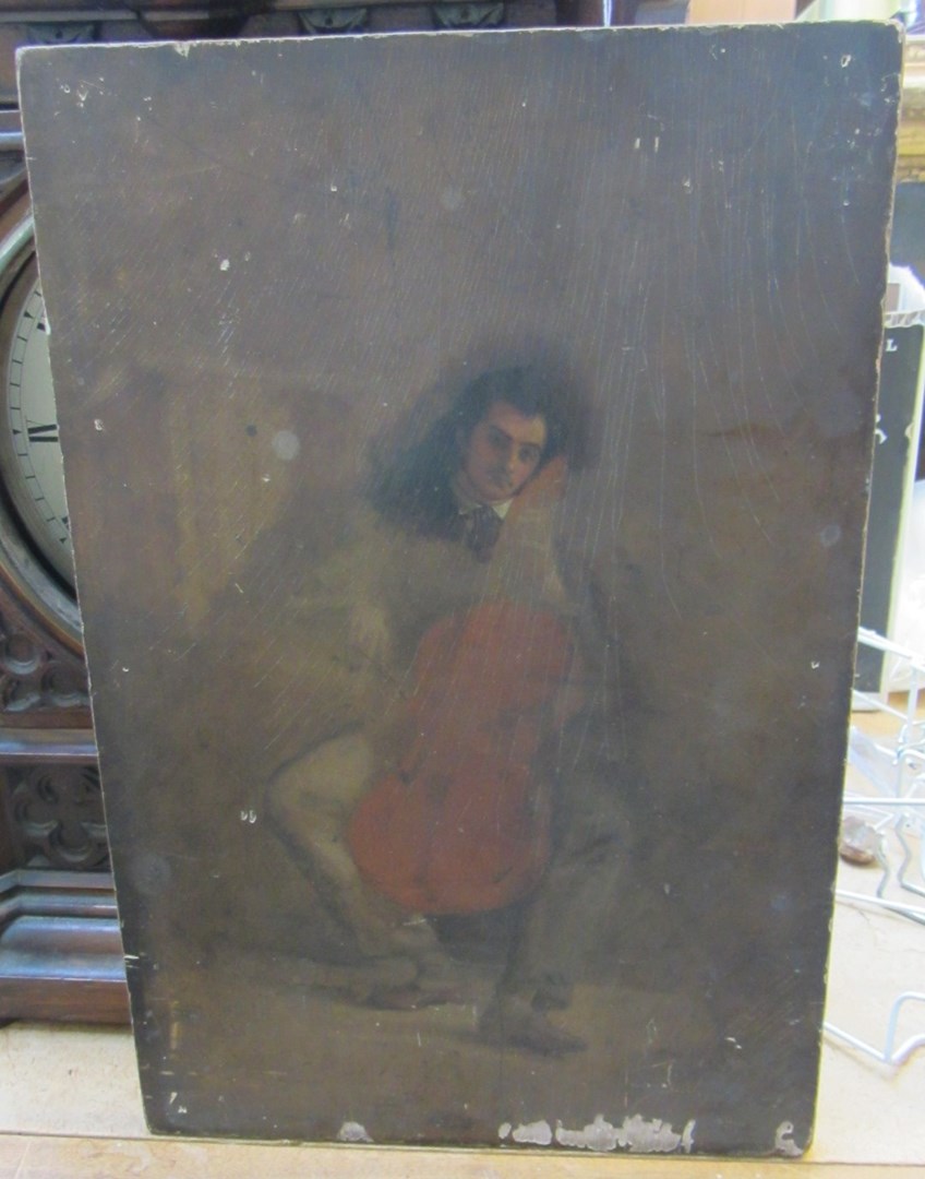 Appraisal: English School th century The cellist oil sketch on panel