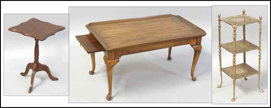 Appraisal: MAHOGANY COCKTAIL TABLE Together with a mahogany side table ''