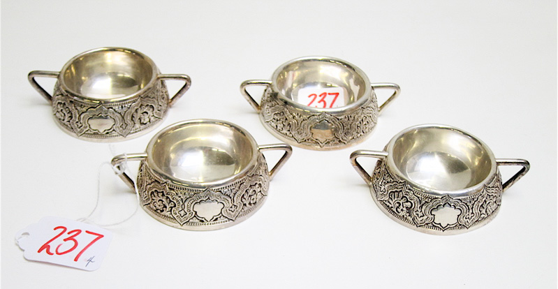 Appraisal: SET OF FOUR ENGLISH STERLING SILVER SALT CELLARS hallmarked British