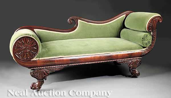 Appraisal: An American Classical Carved Mahogany Grecian Sofa early th c