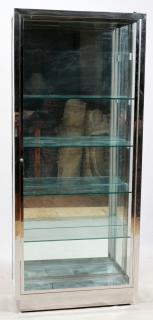 Appraisal: CHROME AND GLASS DISPLAY CASE H W D Featuring a