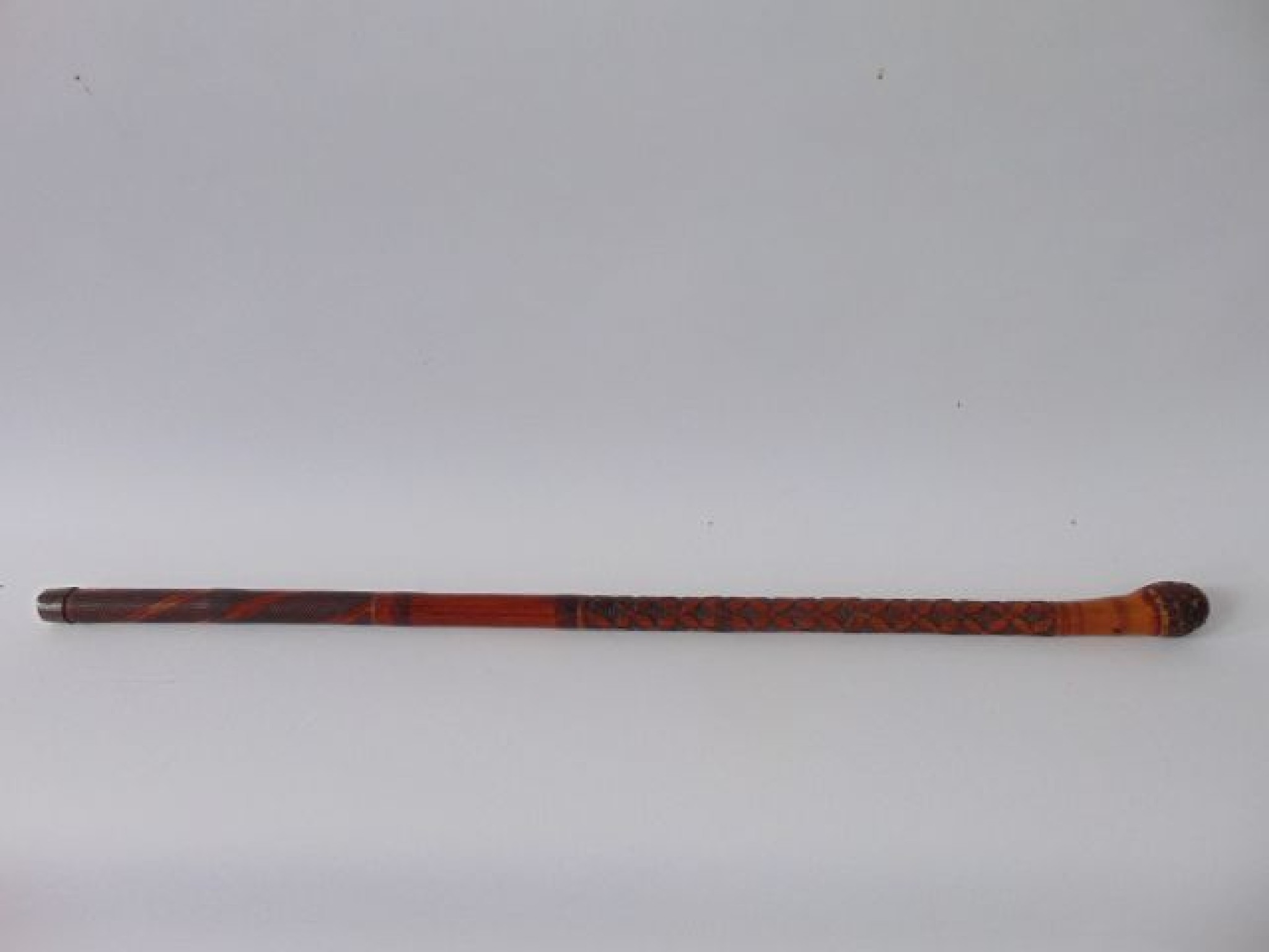 Appraisal: A Chinese worked bamboo walking cane with extensive incised and