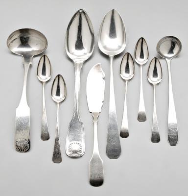 Appraisal: Ten pieces coin silver flatware seven pieces with coffin tips