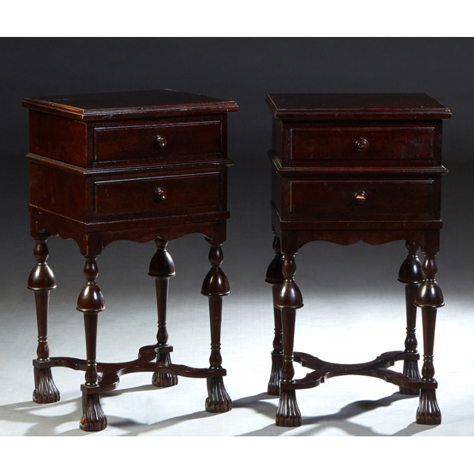 Appraisal: Pair of French Carved Beech Nightstands th c the stepped