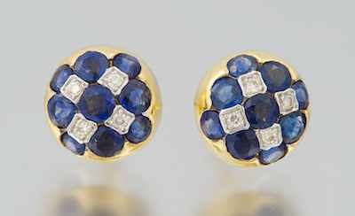 Appraisal: A Pair of k Gold Sapphire and Diamond Earrings k