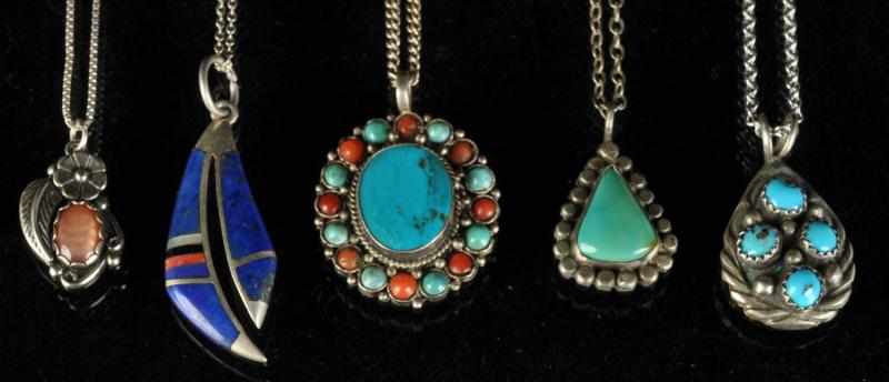 Appraisal: Lot of Native American Indian Navajo Necklaces Description Two with