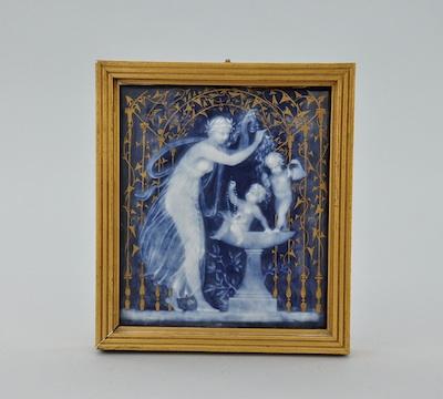 Appraisal: A th Century Pate-Sur-Pate Tile Beautifully executed with a cobalt