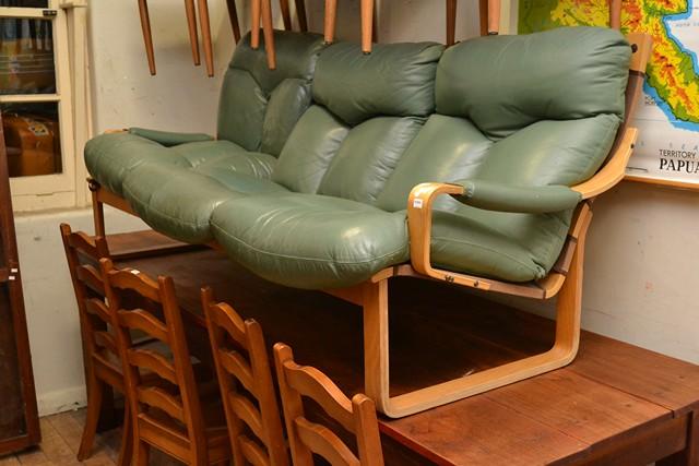 Appraisal: A 'S TESSA THREE SEAT GREEN LEATHER SOFA