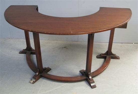 Appraisal: th Century mahogany half hoop shaped table on four square