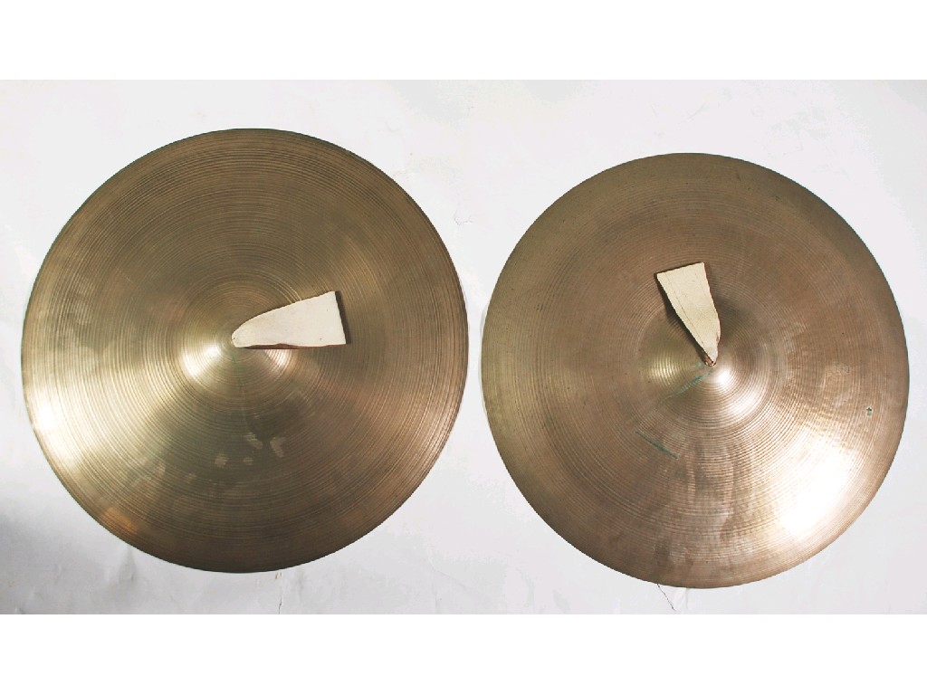 Appraisal: PAIR OF HAND HELD ORCHESTRA CYMBALS diameter