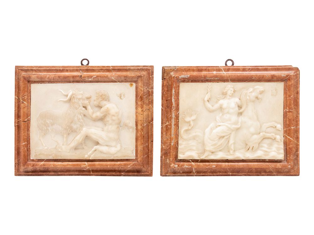 Appraisal: A Pair of Grand Tour Carved Marble and Alabaster Relief