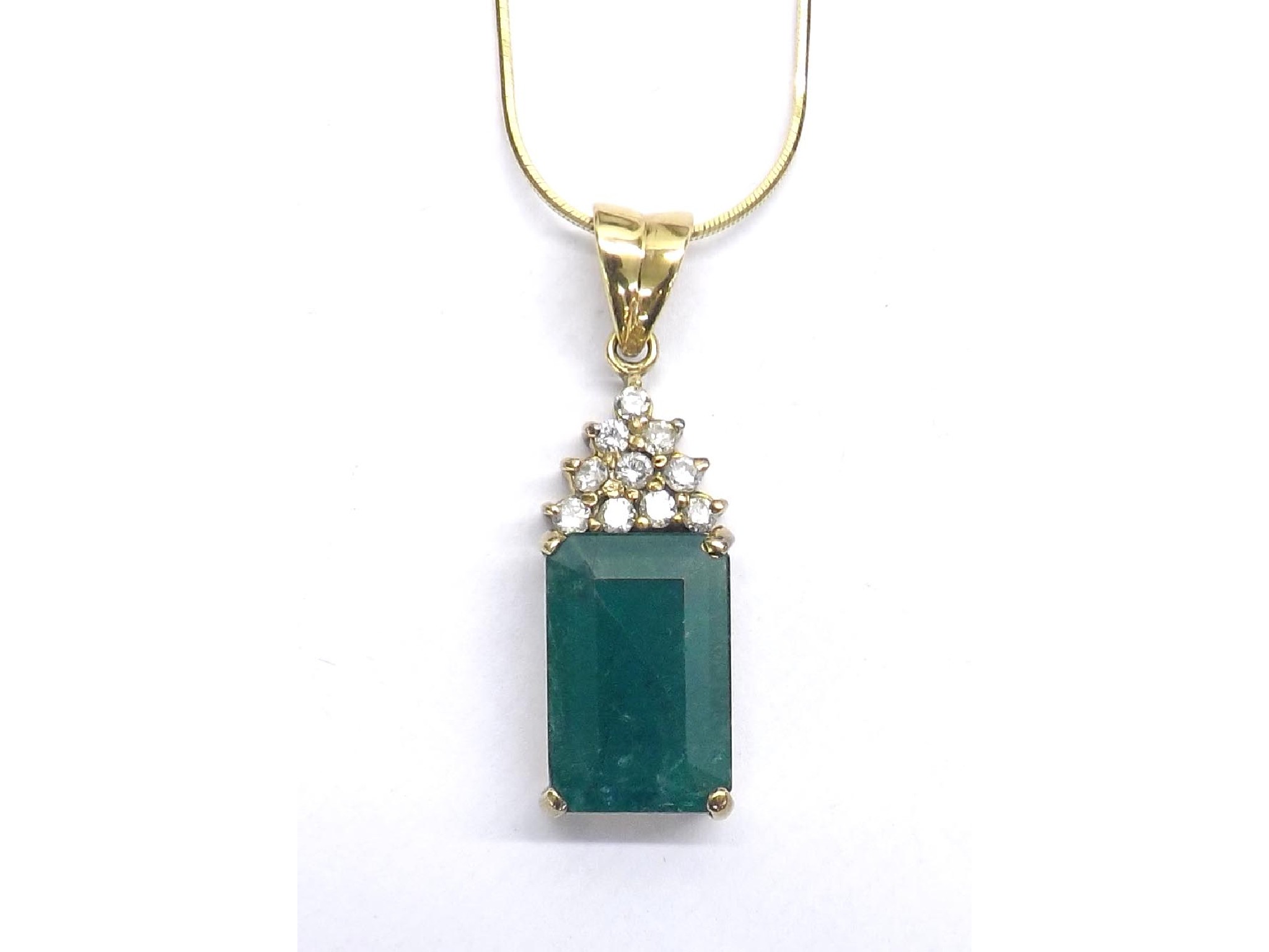 Appraisal: - -a Diamond and emerald pendant on an k necklet