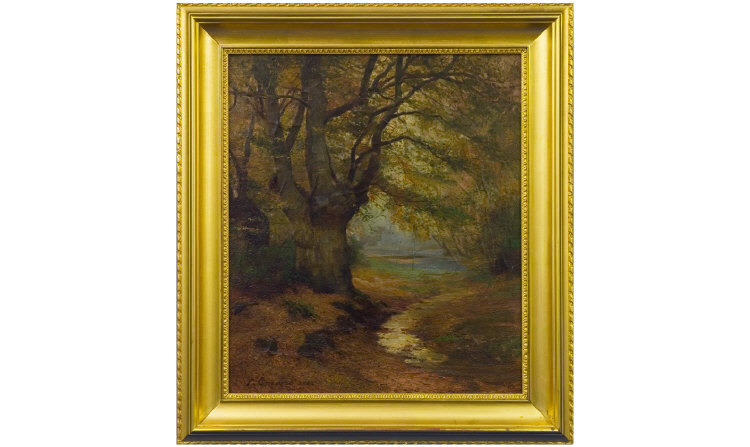 Appraisal: Oil Painting by F Emanis 'Country Landscape' signed and dated