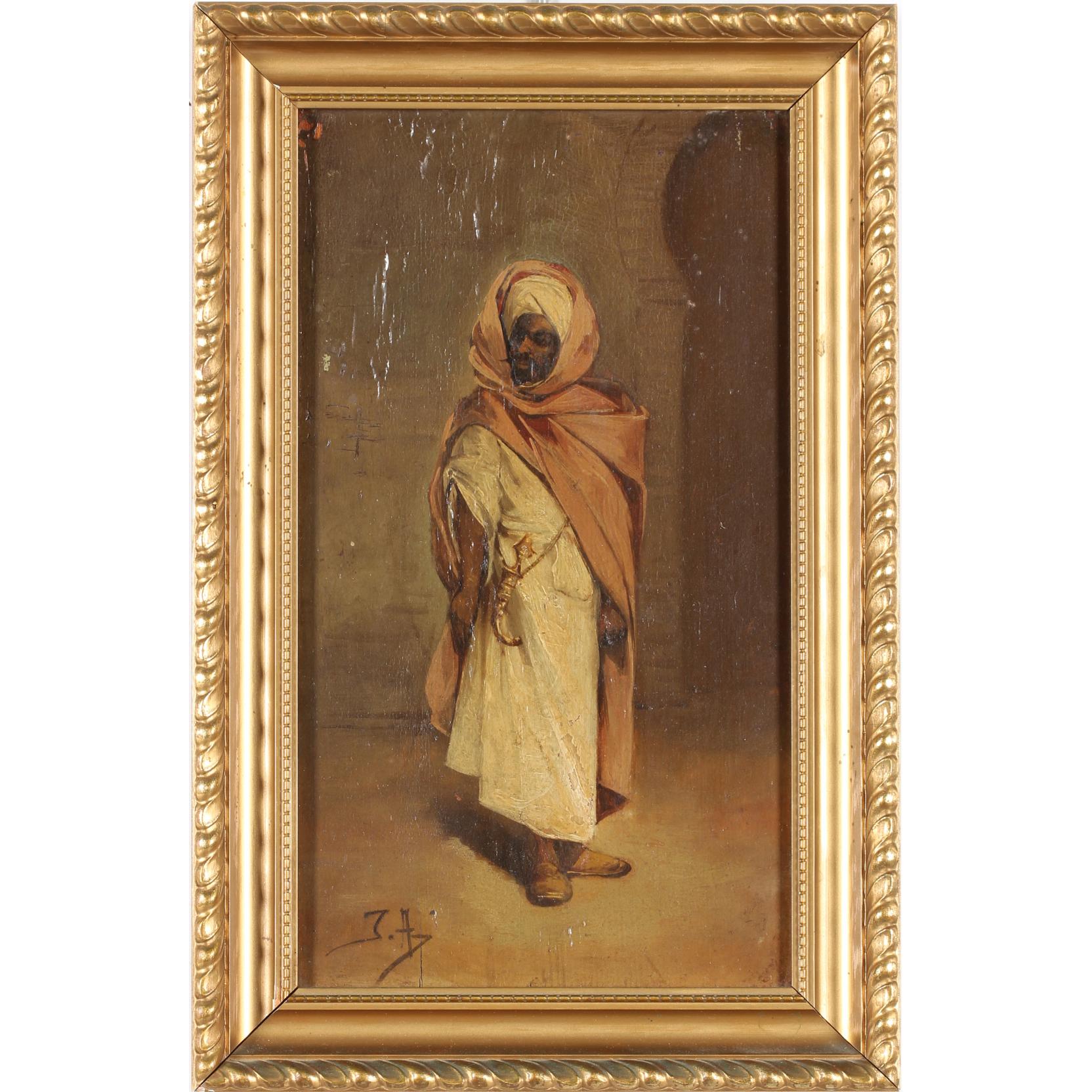 Appraisal: Continental School Painting of an Arab oil on panel artist's